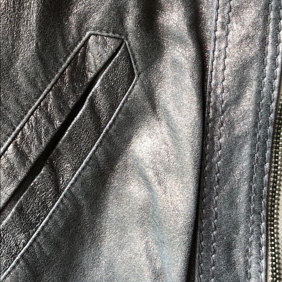 NAF NAF real leather iridescent  gold jacket - Picture 3 of 8